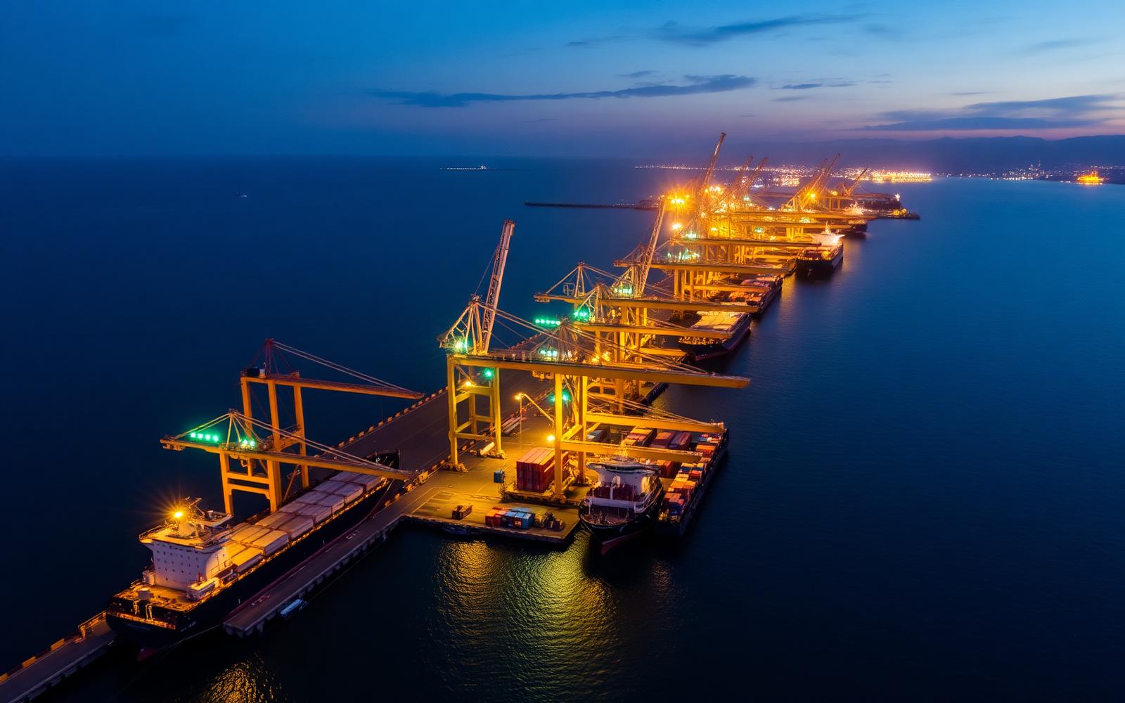 Aerial port at night